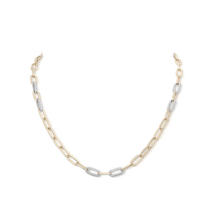 2.11 Carat Gold and Diamond Paperclip Necklace
