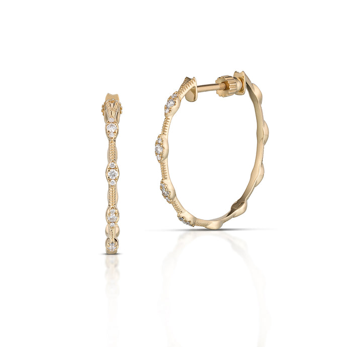 0.19 Carat Yellow Gold Diamond Fashion Hoops