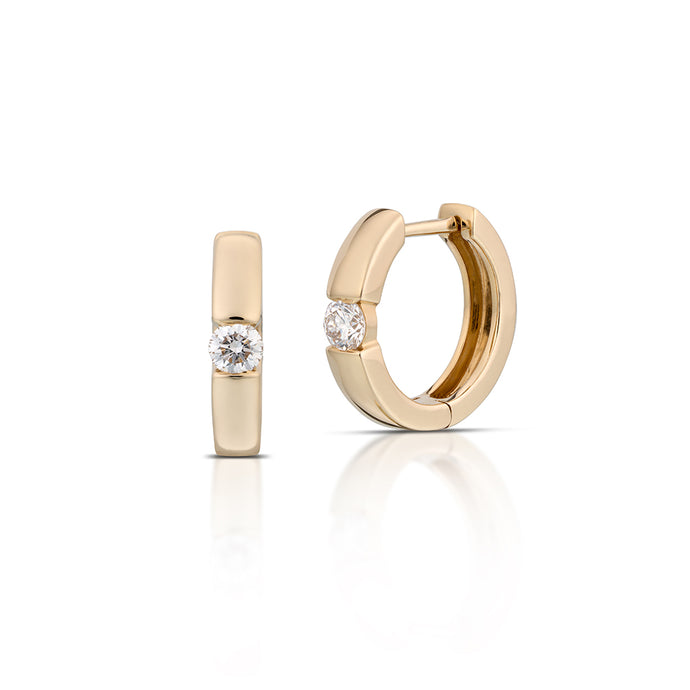 0.24 Carat Diamond Huggie Hoop Earrings