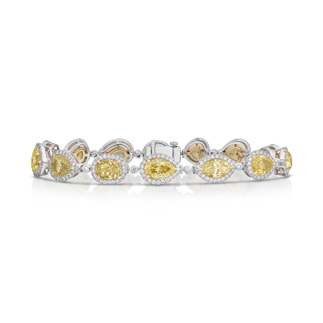 15.24 Carat Yellow Diamond Halo Bracelet