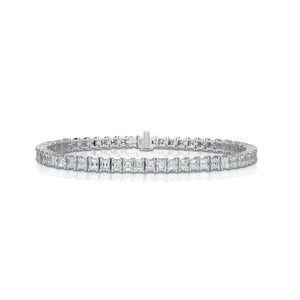 Diamond Bracelet with square illusion set baghettes and round stones –  Mazal Diamonds
