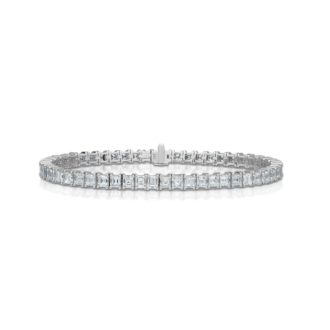 9.36 Carat Square Step Cut Diamond Line Bracelet