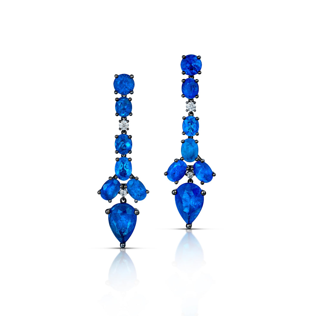 9.49 Carat Blue Apatite and Diamond Earrings