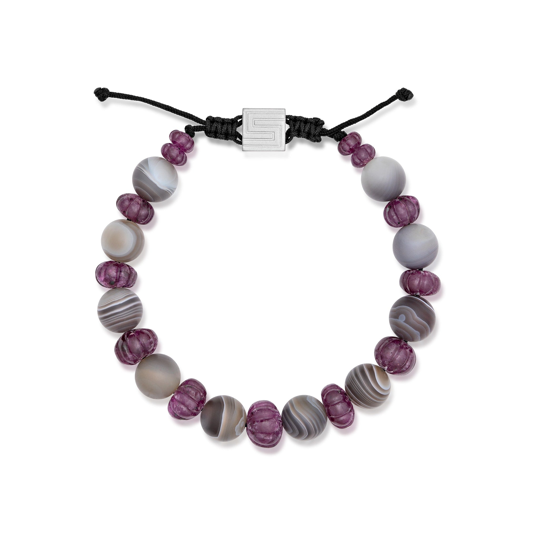 Botswana Agate and Carved Ruby Bead Bracelet - Main Image