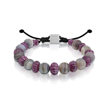 Botswana Agate and Carved Ruby Bead Bracelet