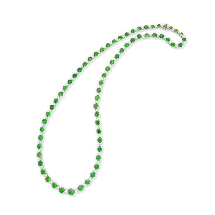 47.61 Carat Demantoid Garnet and Diamond Necklace