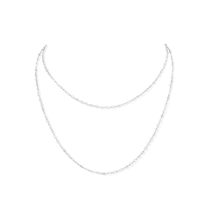 8.38 Carat Rose Cut Diamond and Pearl Necklace