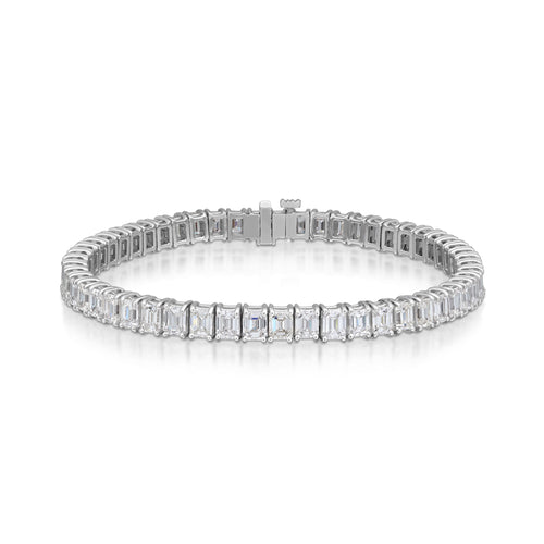 13.38 Carat Emerald Cut Diamond Line Bracelet