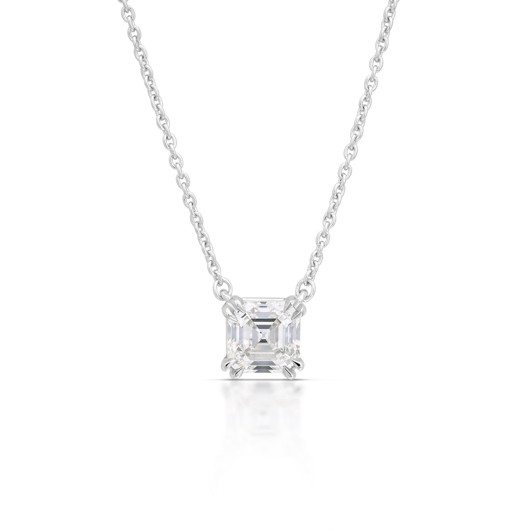 Natural Diamond Solitaire Pendant Asscher-cut 0.50 ct. tw. (I-J, I1) 14k  Rose Gold 4-Prong Basket - DiamondStuds.com