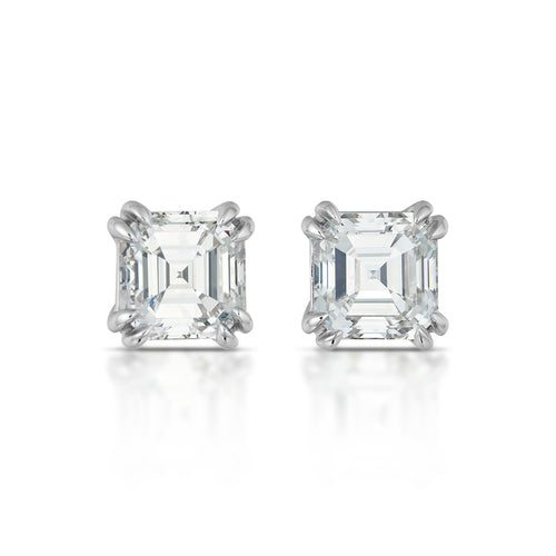 2.23 Carat Asscher Cut Diamond Studs