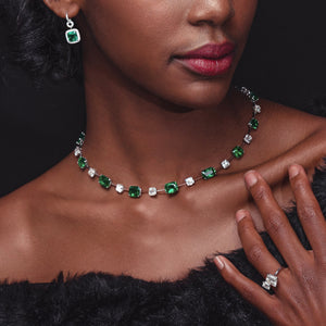 24.58 Carat Afghanistan Emerald and Diamond Necklace