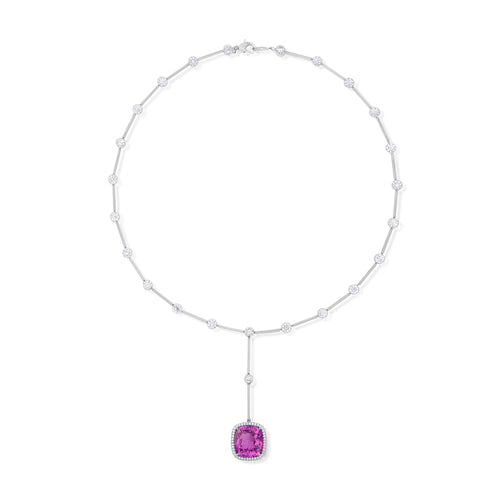 13.35 Carat Pink Sapphire and Diamond Necklace