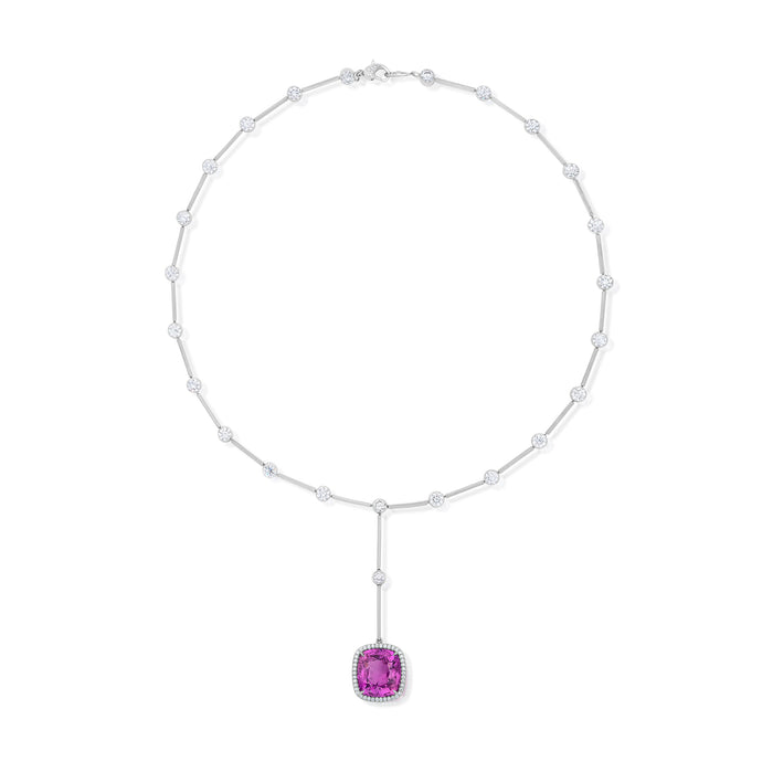 13.35 Carat Pink Sapphire and Diamond Necklace