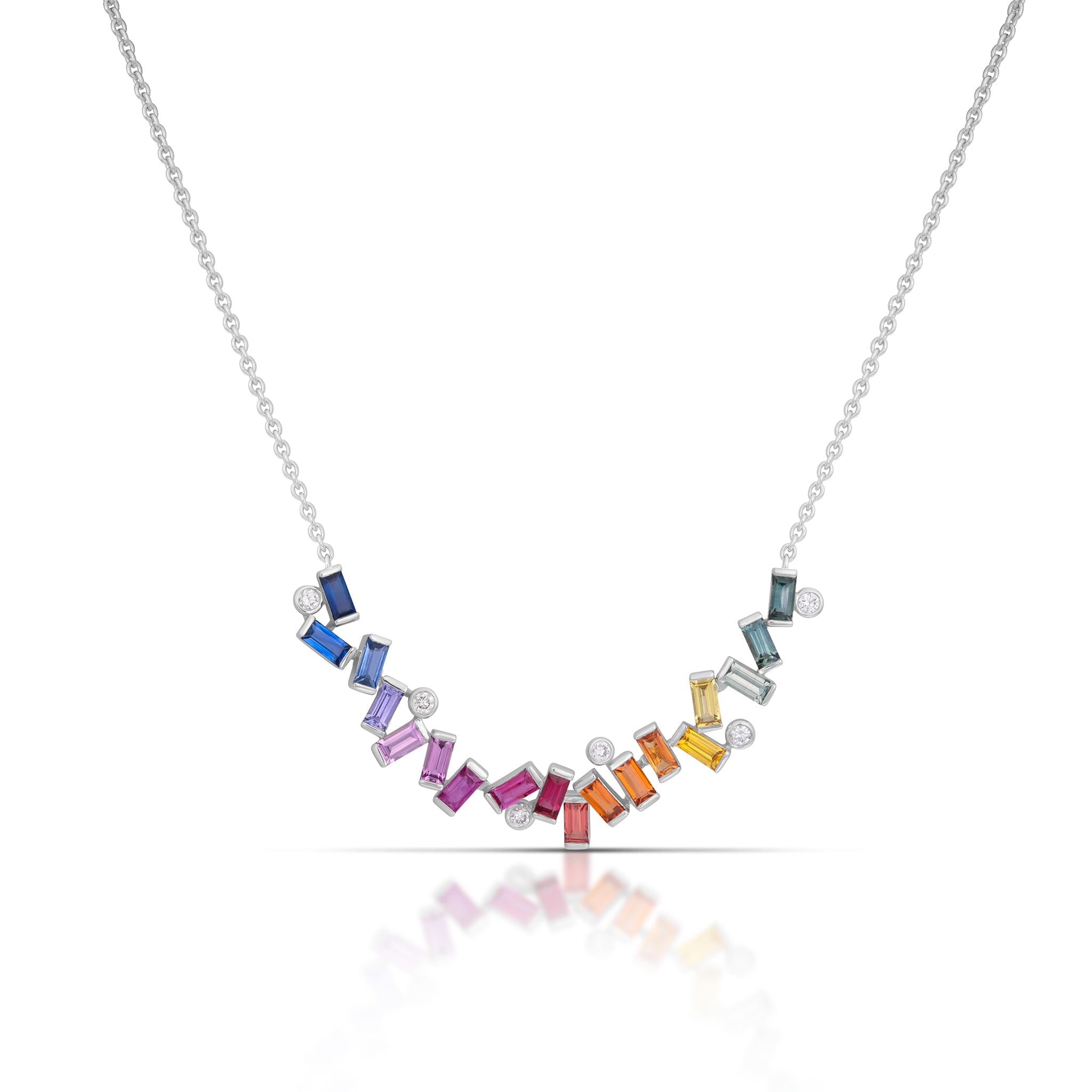 Rainbow Sapphire Necklace, Rainbow Circle Necklace, Genuine Multi Color  Sapphire and Diamond Necklace, 18K Flower Rainbow Necklace - Etsy