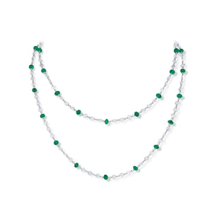 13.06 Carat Emerald and Diamond Beaded Necklace