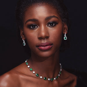 Colombian Emerald and Diamond Halo Earrings
