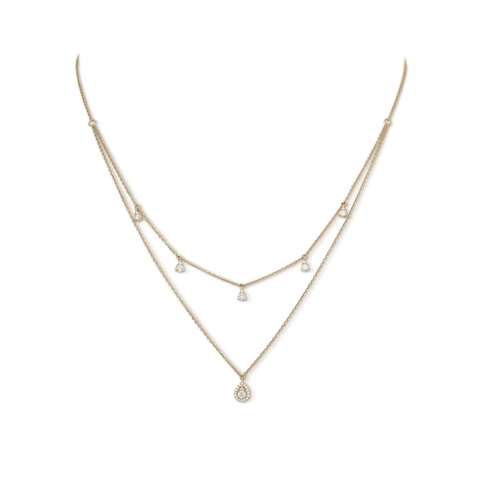 0.57 Carat Layered Diamond Cluster Necklace
